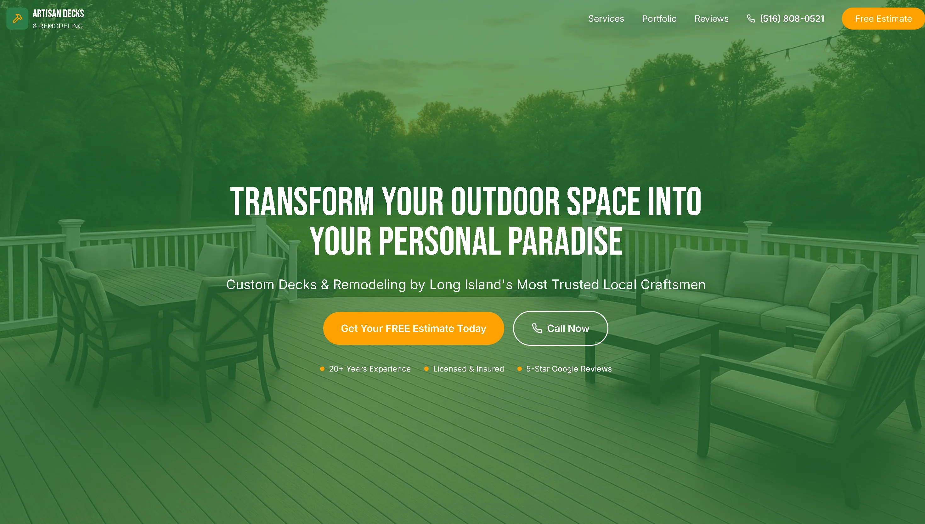 Earlier website project: Artisan Decks & Remodelling