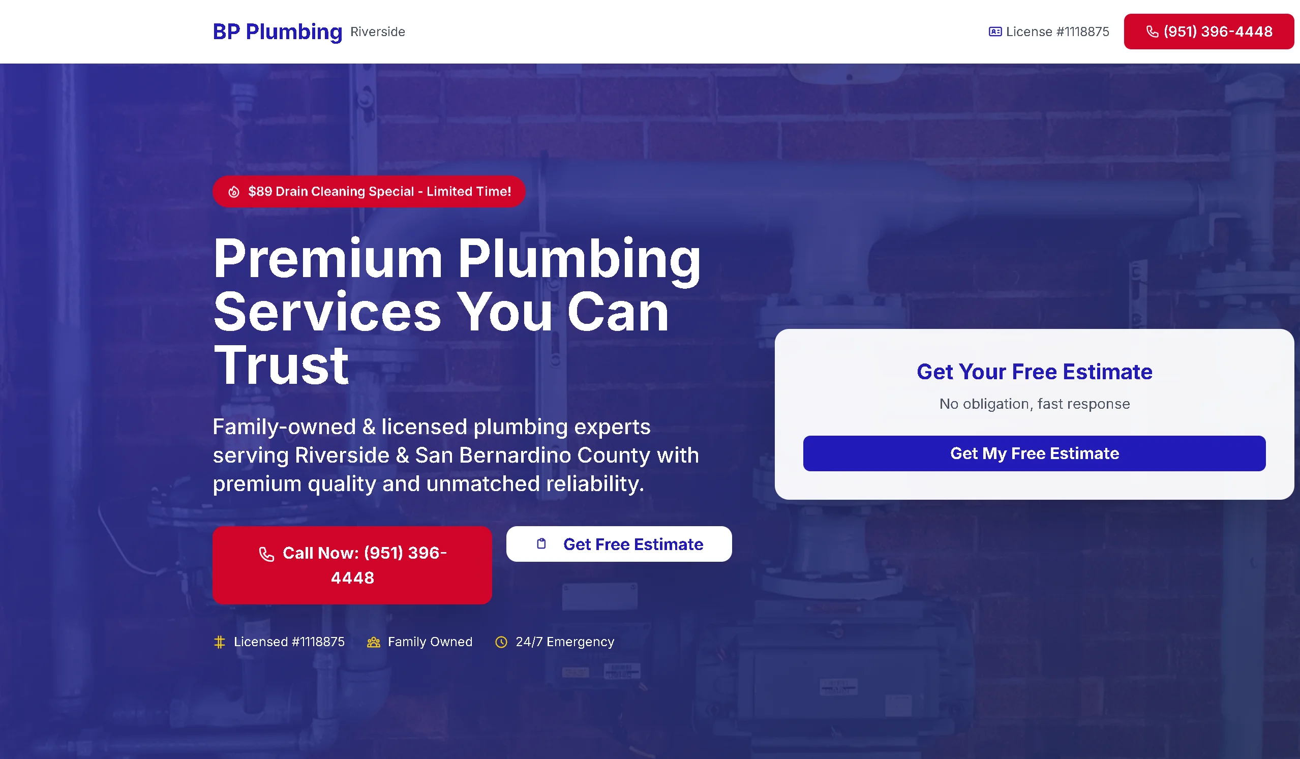 Earlier website project: BP Plumbing Riverside