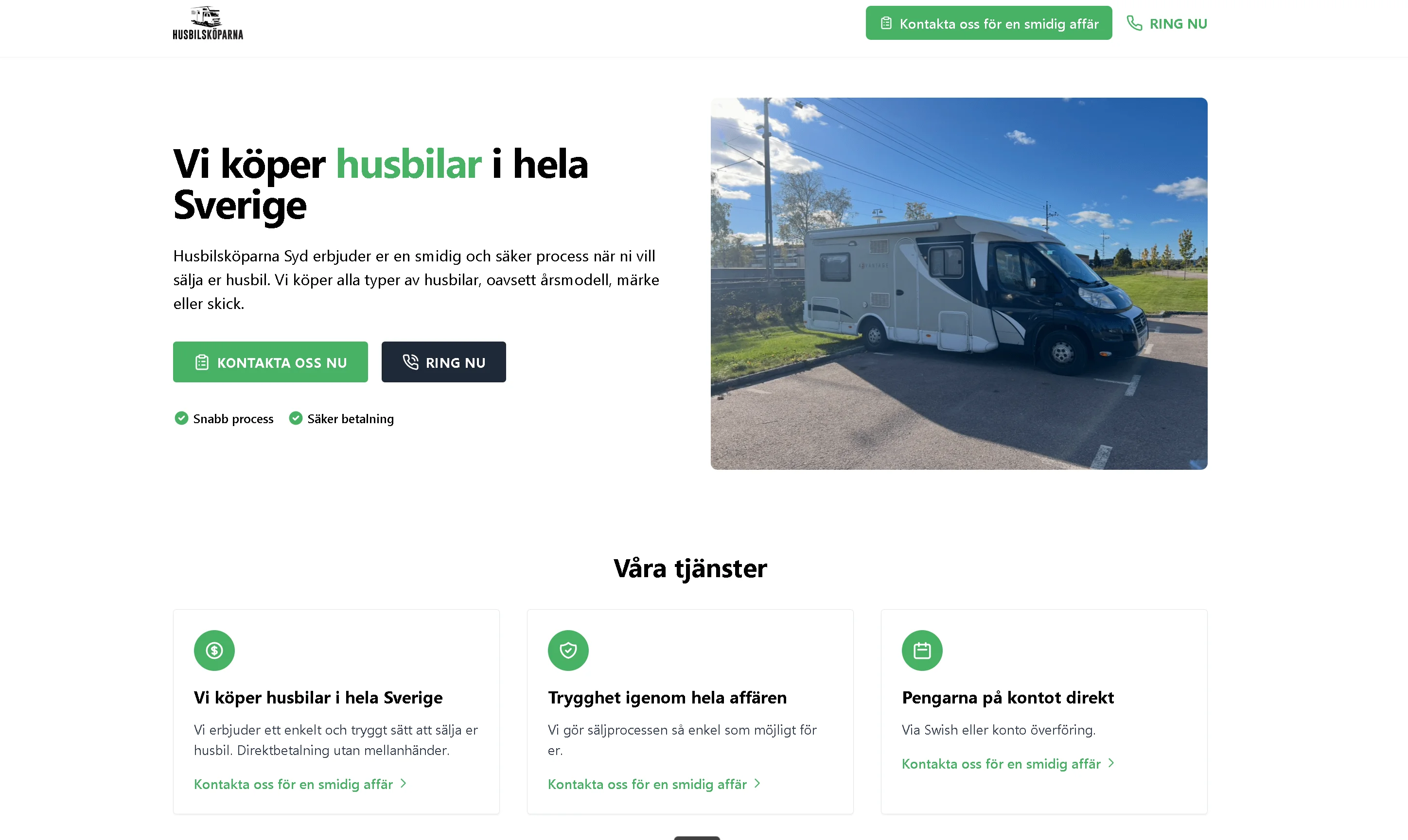 Earlier website project: Husbilsköparna Syd